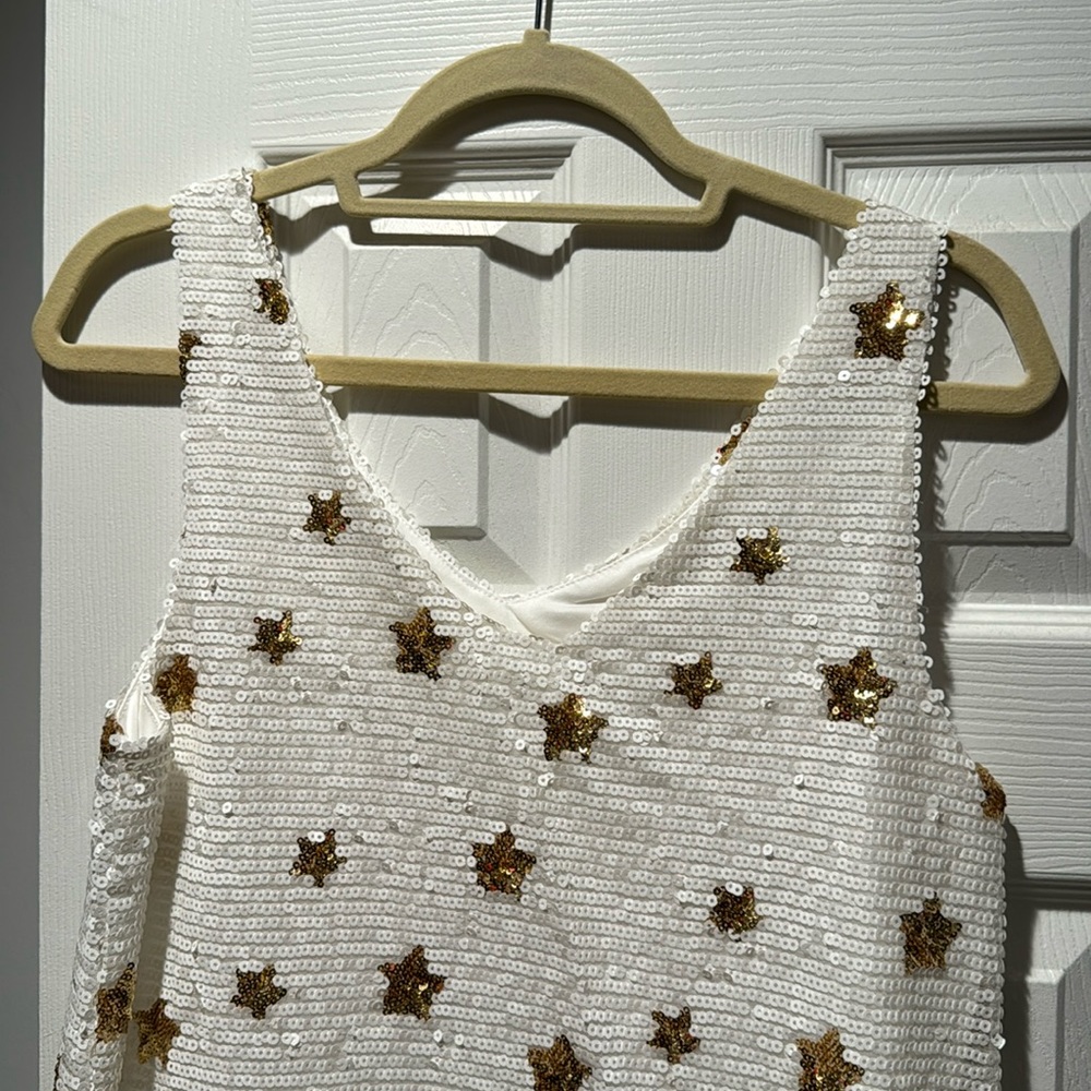 White and gold sequin mini